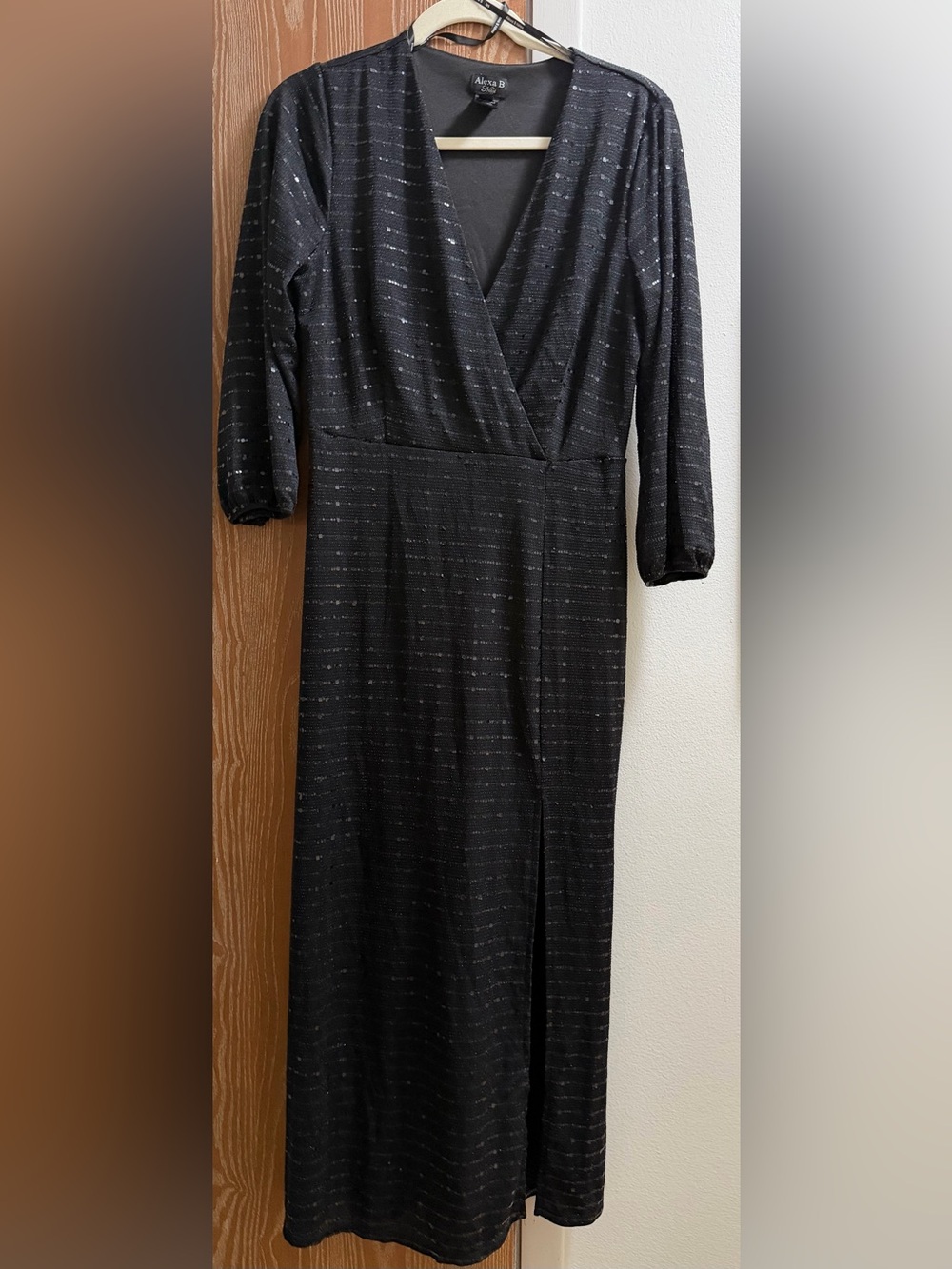 Ava & Viv Black Metallic-Stripe Maxi Dress